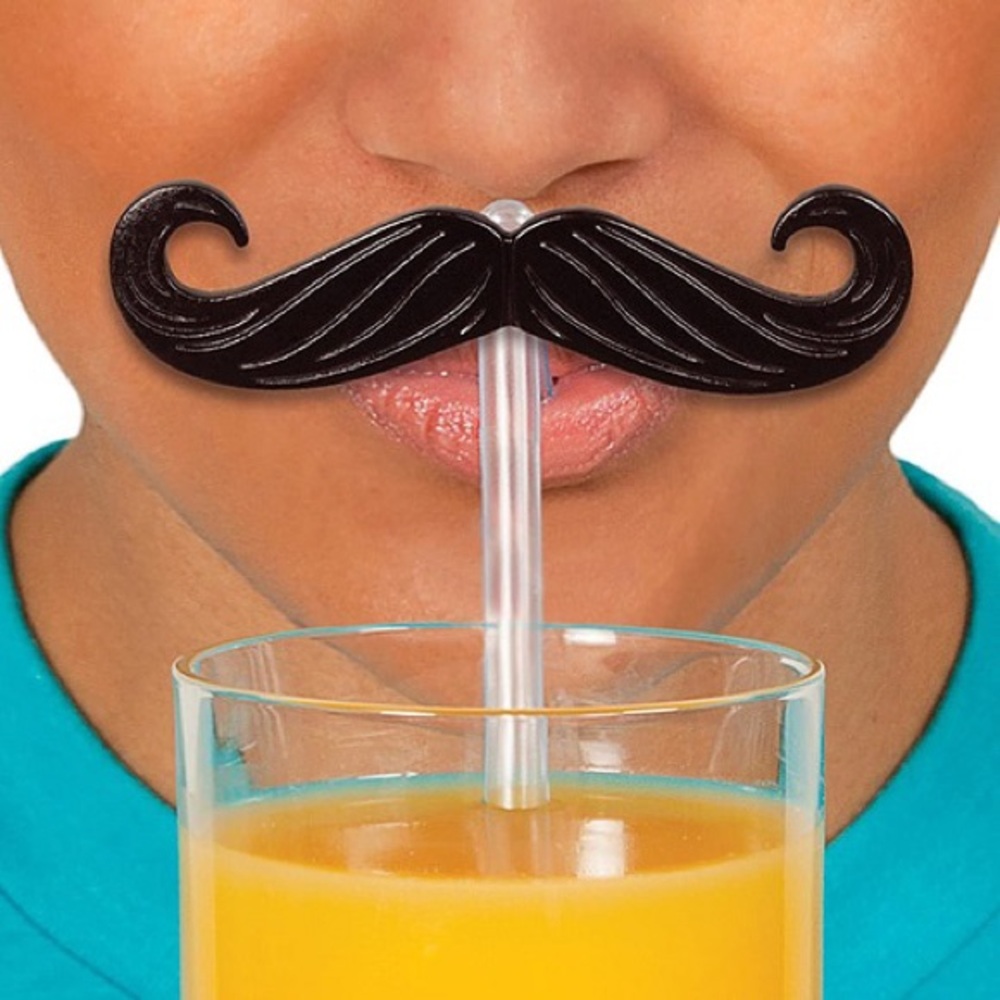 Novelty Mustache Drink Straw - 6 pack